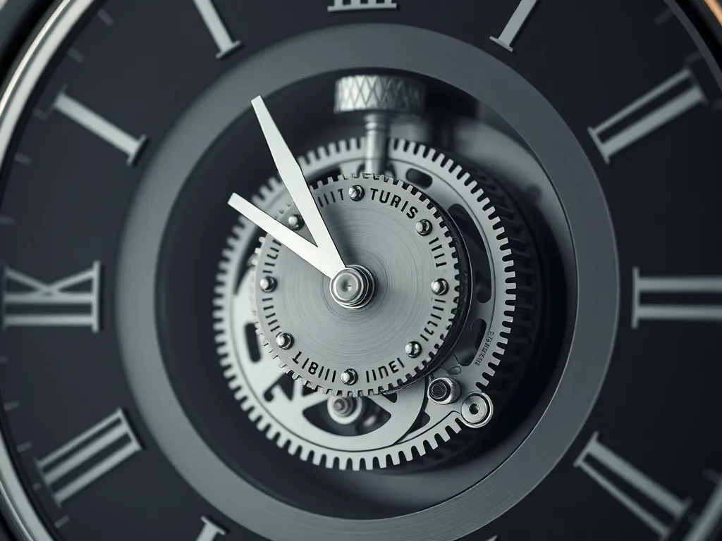 A minimalist mechanical clockwork mechanism made of polished