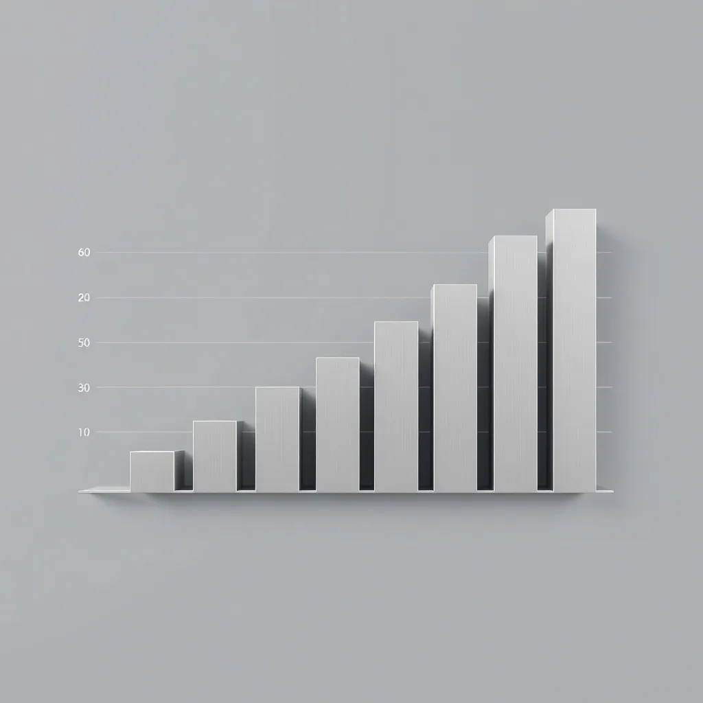 A clean, minimalist gray and silver bar chart showing financ